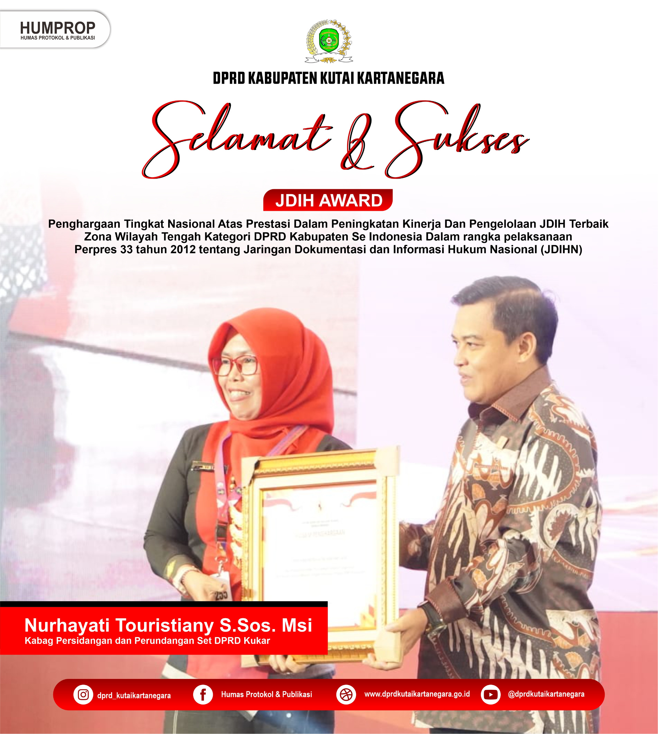 Pertemuan Nasional Pengelola JDIH 2024 dan Penghargaan untuk DPRD Kutai Kartanegara